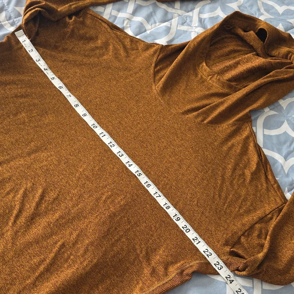 Athleta Uptempo Cowl Neck Hoodie Sweatshirt in Rich Rustic Brown - Picture 10 of 14